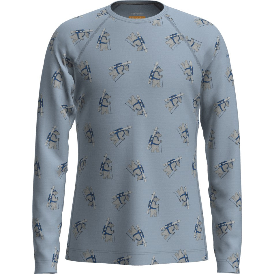 Icebreaker Kids Merino 200 Oasis Long Sleeve Crewe Bear Tour - Zinc Blue